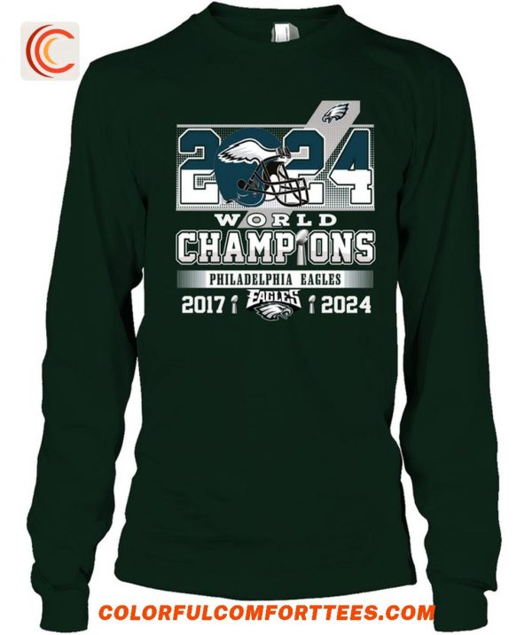 2 Sided Philadelphia Eagles World Champs 2017 2024 T-Shirt