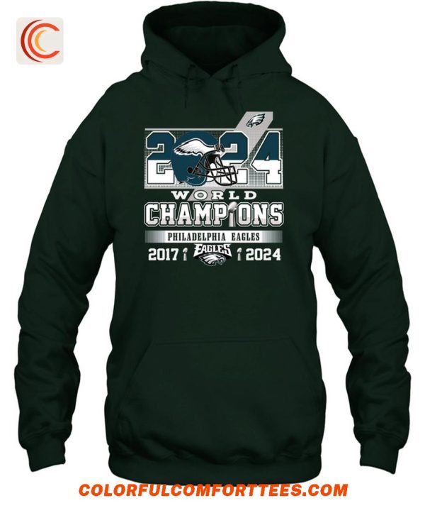 2 Sided Philadelphia Eagles World Champs 2017 2024 T-Shirt