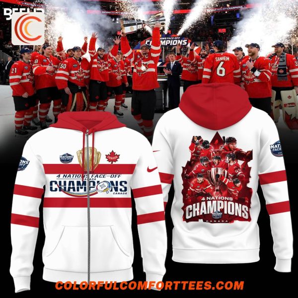 2025 Canada Hockey 4 Nations Face-Off Champions White Hoodie