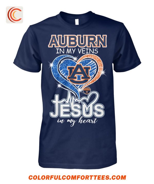 Auburn In My Veins Jesus In My Heart T-Shirt