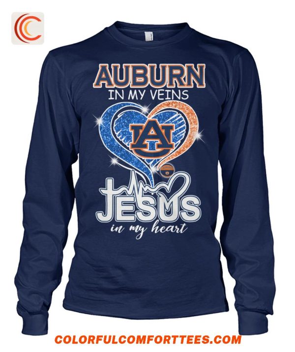 Auburn In My Veins Jesus In My Heart T-Shirt