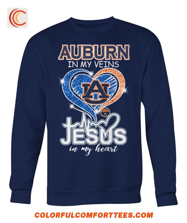 Auburn In My Veins Jesus In My Heart T-Shirt