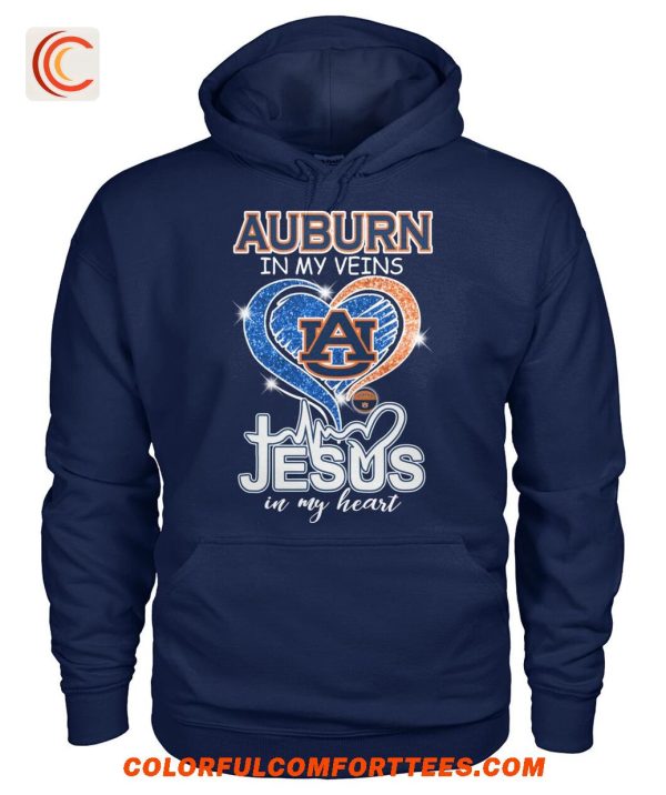 Auburn In My Veins Jesus In My Heart T-Shirt