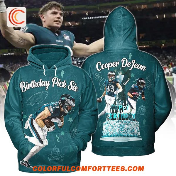 Birthday Pick Six Cooper Dejean Philadelphia Eagles Super Bowl Champion T-Shirt