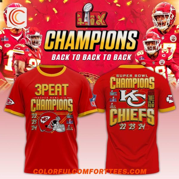 Kansas City Chiefs 3Peat Super Bowl LIX Champions 2025 T-Shirt