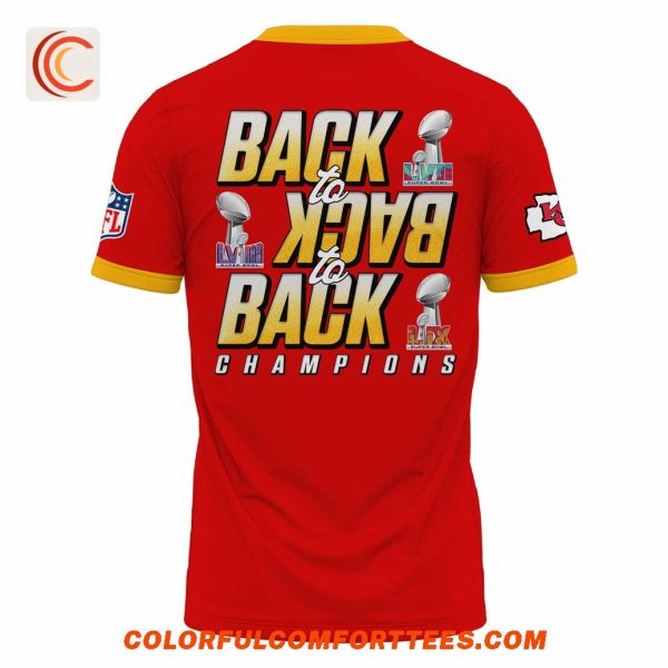 Kansas City Chiefs 5X Back to Back to Back Super Bowl LIX Champions Red T-Shirt