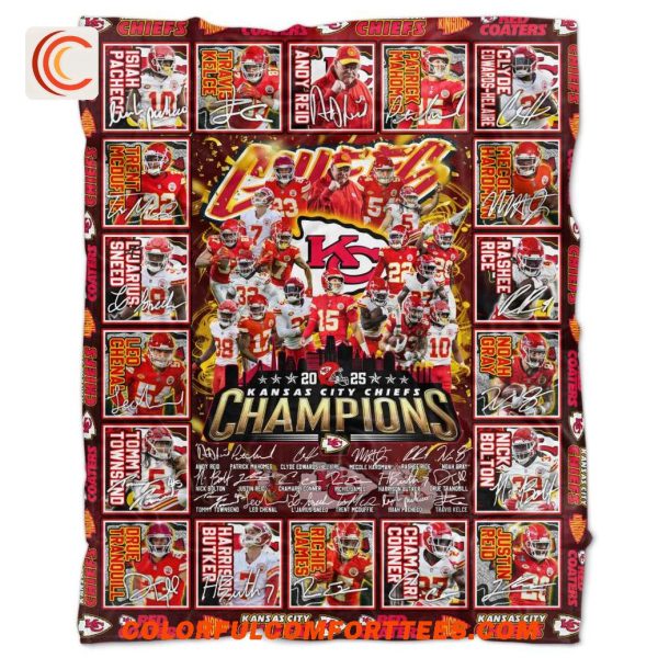 Kansas City Chiefs Super Bowl Champions 2025 Limtied Edition Fleece Blanket