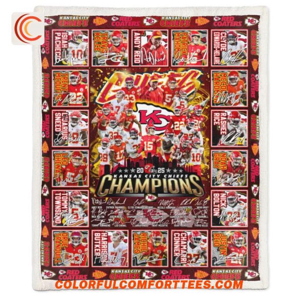 Kansas City Chiefs Super Bowl Champions 2025 Limtied Edition Fleece Blanket