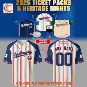 Los Angeles Dodger MLB 2025 Ticket Packs & Heritage Nights Baseball Jersey