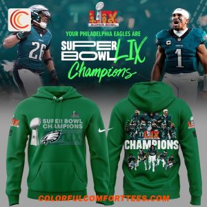 Philadelphia Eagles 2025 Super Bowl LIX Champions Green Hoodie