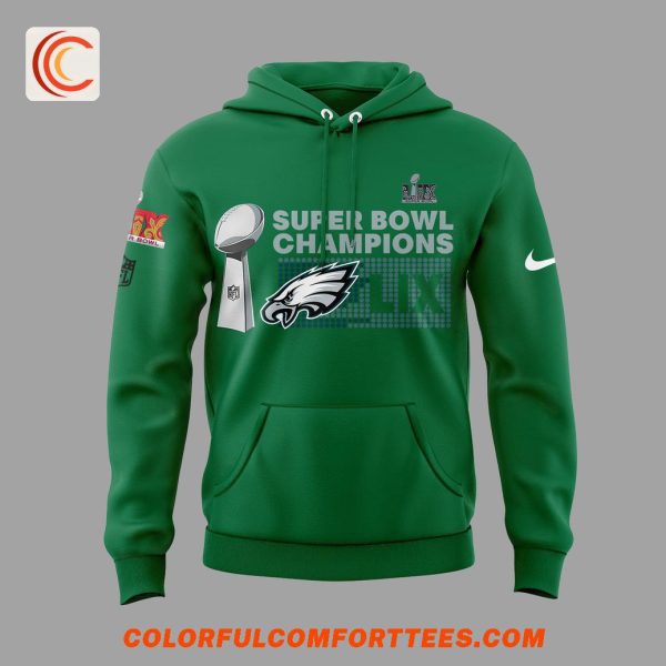 Philadelphia Eagles 2025 Super Bowl LIX Champions Green Hoodie