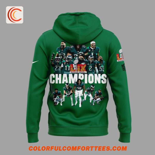 Philadelphia Eagles 2025 Super Bowl LIX Champions Green Hoodie