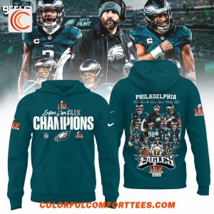 Philadelphia Eagles 2X 2025 Super Bowl Champions Premium Hoodie