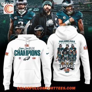 Philadelphia Eagles 2X 2025 Super Bowl Champions White Hoodie