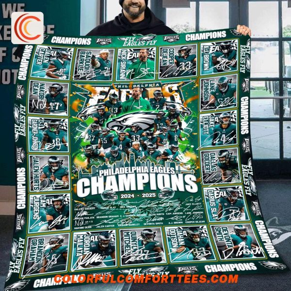 Philadelphia Eagles Super Bowl Champions 2025 Limtied Edition Fleece Blanket