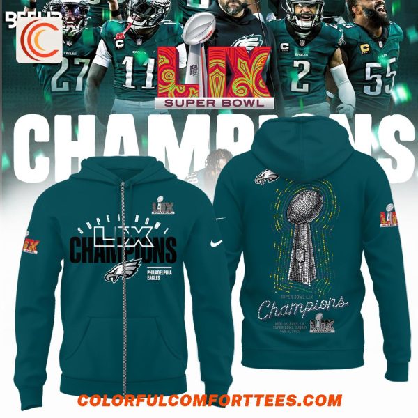 Philadelphia Eagles Super Bowl LIX Champions Club 2025 Premium Edition Hoodie