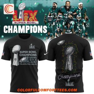 Philadelphia Eagles x Super Bowl LIX 2025 Champions Black T-Shirt