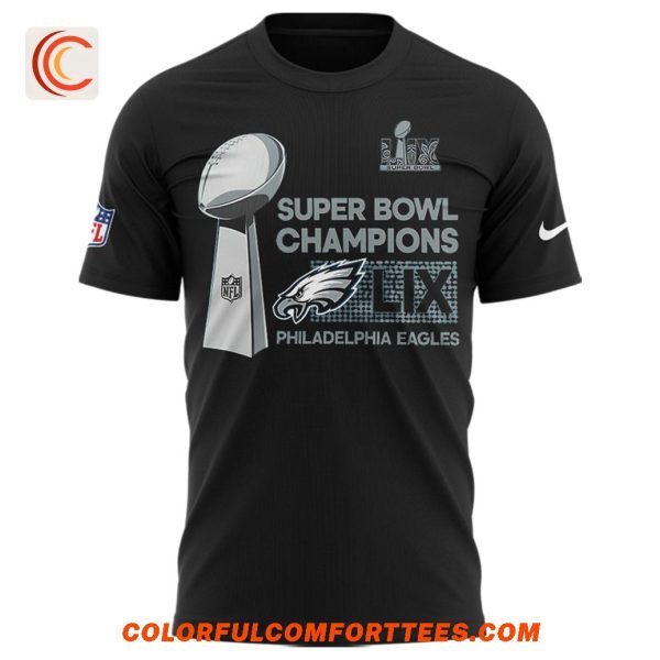 Philadelphia Eagles x Super Bowl LIX 2025 Champions Black T-Shirt