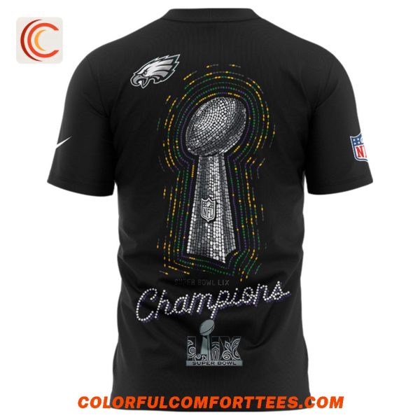 Philadelphia Eagles x Super Bowl LIX 2025 Champions Black T-Shirt