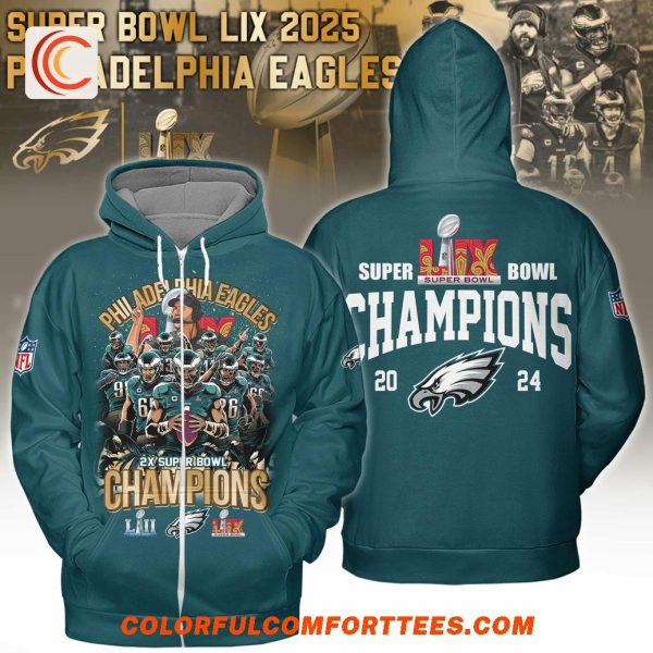 Super Bowl Lix 2025 Philadelphia Eagles Champions Hoodie Shirt