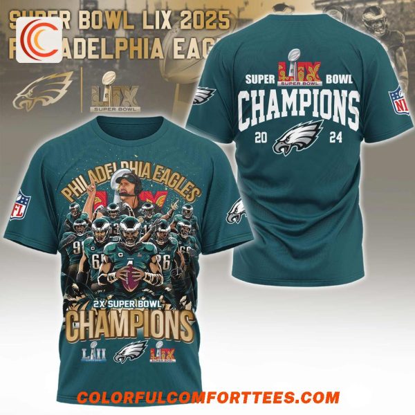 Super Bowl Lix 2025 Philadelphia Eagles Champions Hoodie Shirt