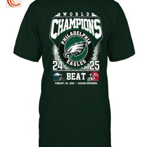 World Champions Philadelphia Eagles 24-25 Beat 2 Side T-Shirt